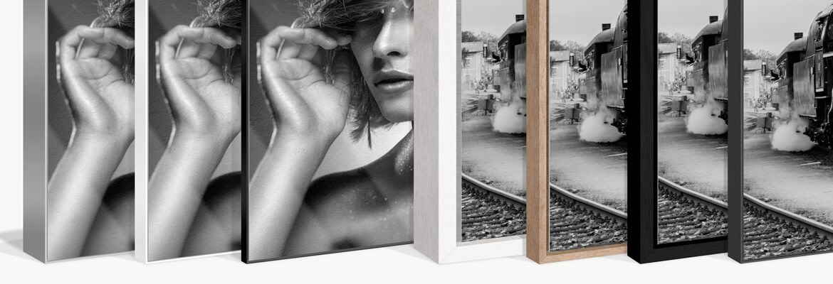 Wooden and aluminum floater frames for Canson Platine Fibre Rag and Rag Photographique black and white — AuthenticPhoto.com