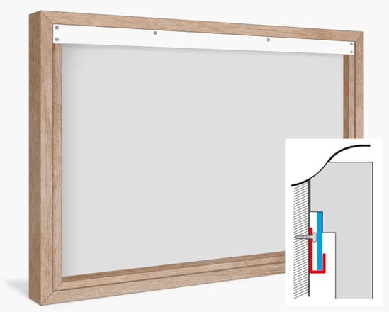 Het Ophangsysteem van de Fino Art-Box is in de prijs inbegrepen, inclusief de muurlat.