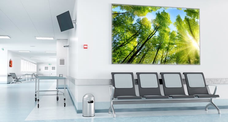 Light boxes in waiting areas to create space