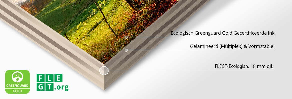 FLEGT gecertificeerd Hout Rechtstreeks bedrukt bij AuthenticPhoto.com
