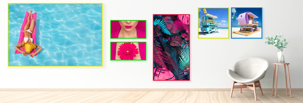 Je bepaald zelf de samenstelling van de Fluo Art-Box : Beelddrager, Afmetingen en Kleur — AuthenticPhoto.com