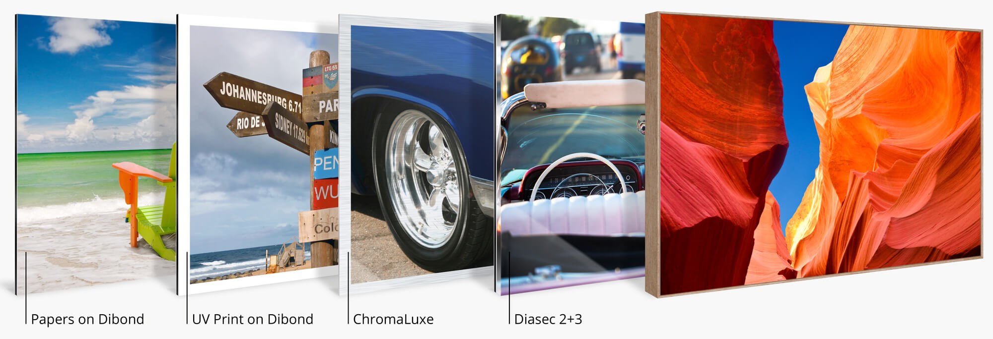 Several supports available: Photo mounted on Dibond, Direct Printing on Dibond, ChromaLuxe and Diasec — AuthenticPhoto.com