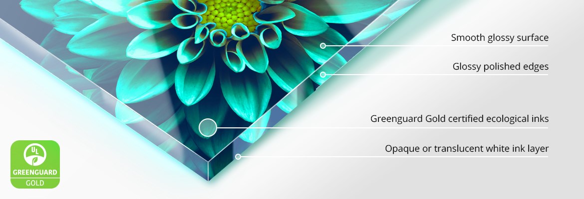 Direct UV printing under Plexiglas, methacrylate plate, with Greenguard Gold ecological inks — AuthenticPhoto.com