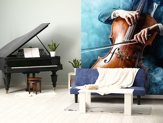 A musical and decorative idea with printed wallpaper from AuthenticPhoto.com