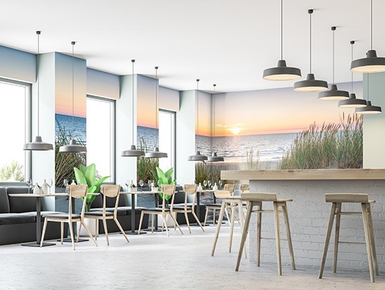 De cafetaria is leuker met bedrukt behangpapier van AuthenticPhoto.com