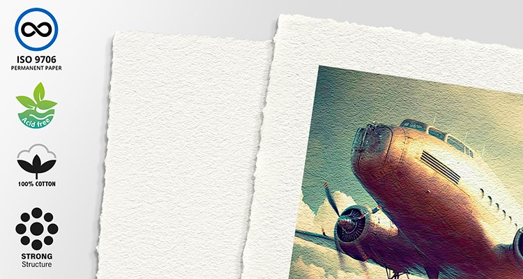 Detail of Fine Art Hahnemühle William Turner Deckle Edge Paper.