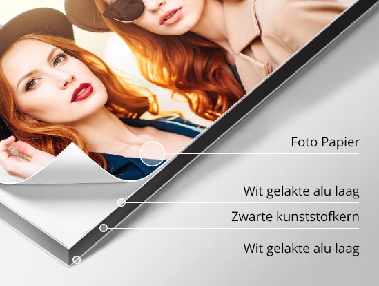 Detail van een afdruk op Hahnemühle Baryta FB papier gemonteerd op een Dibond plaat.