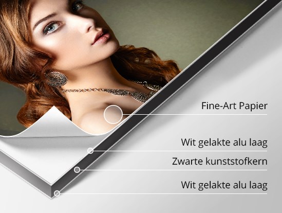 Detail van een afdruk op Canson Baryta Prestige II papier gemonteerd op een Dibond plaat