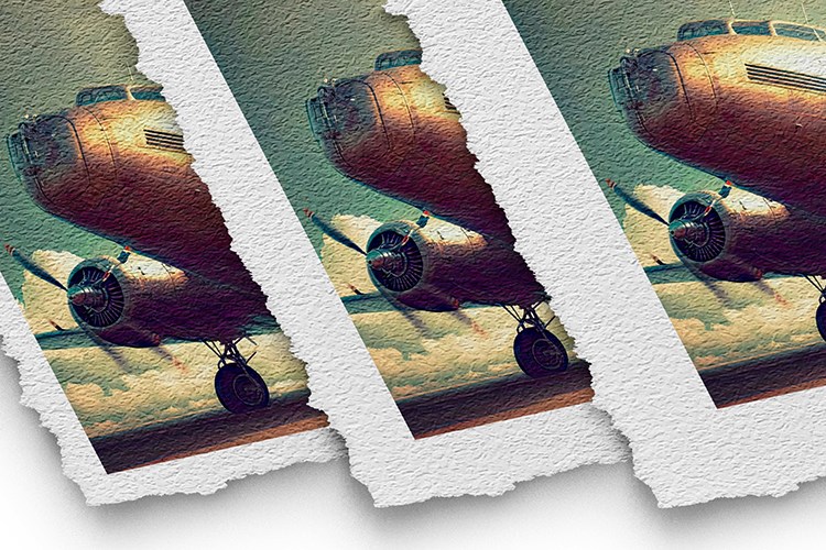 Détail d'un tirage photographique sur du Papier Fine-Art Hahnemühle Frangé avec des bords blancs ajoutés.