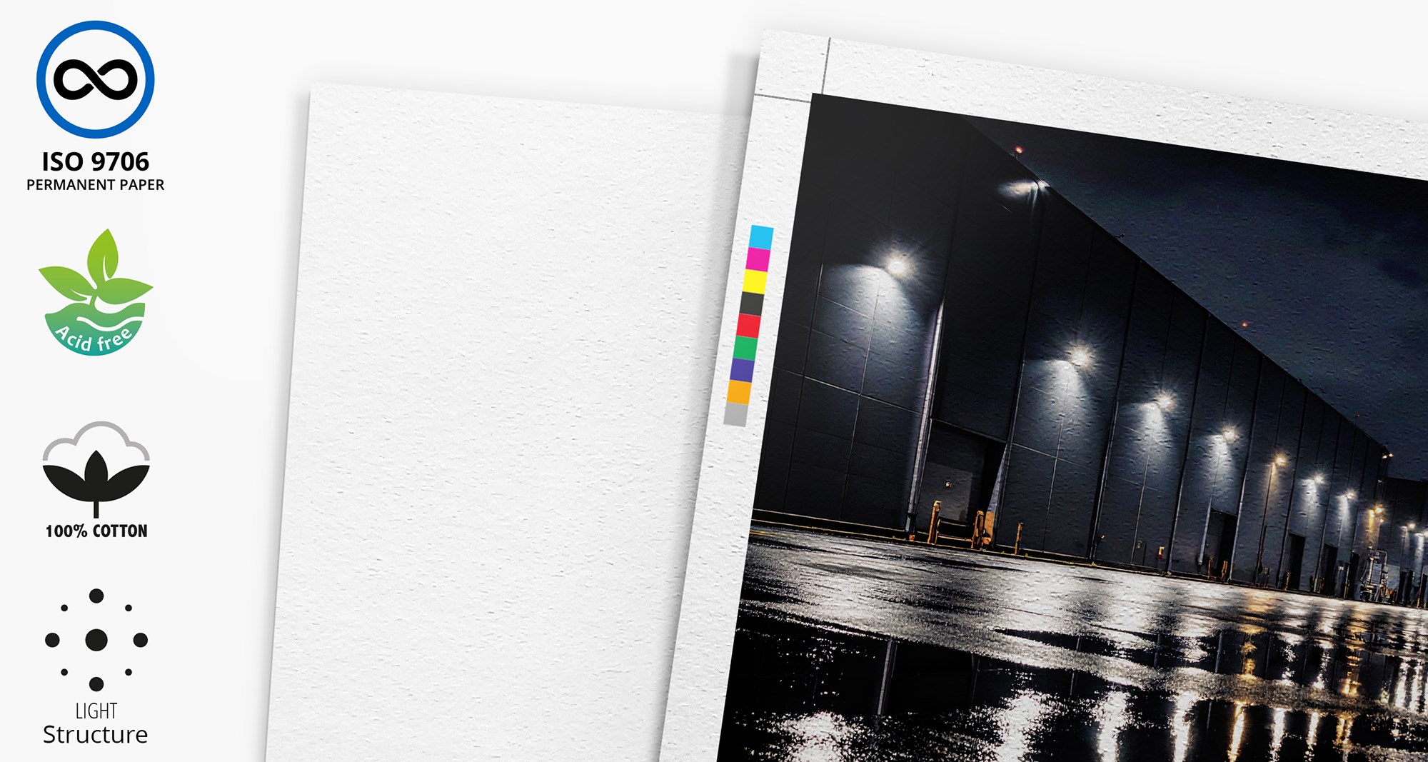 Details van Fine Art Canson Arches BFK Rives "Pure White" papier.