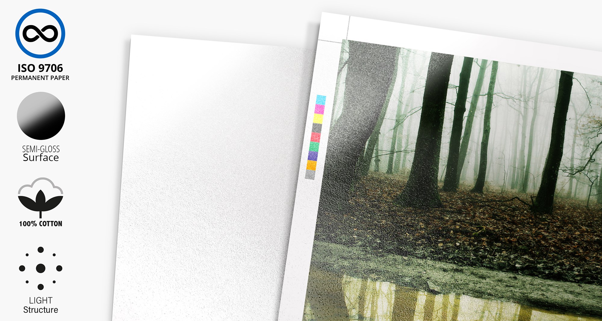 Details van Fine Art PhotoArt Museum Natural Silk papier met Fotografisch Halfglanzend Parel uitzicht.