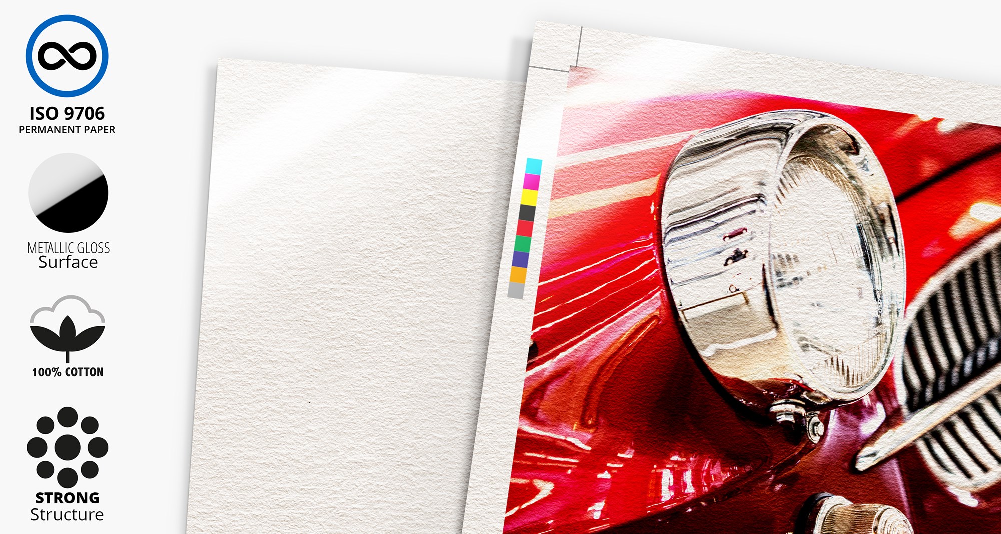 Detail van Hahnemühle Metallic Rag Papier.