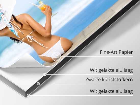 Detail van een afdruk op Foto Satijn Papier gekleefd op Dibond.